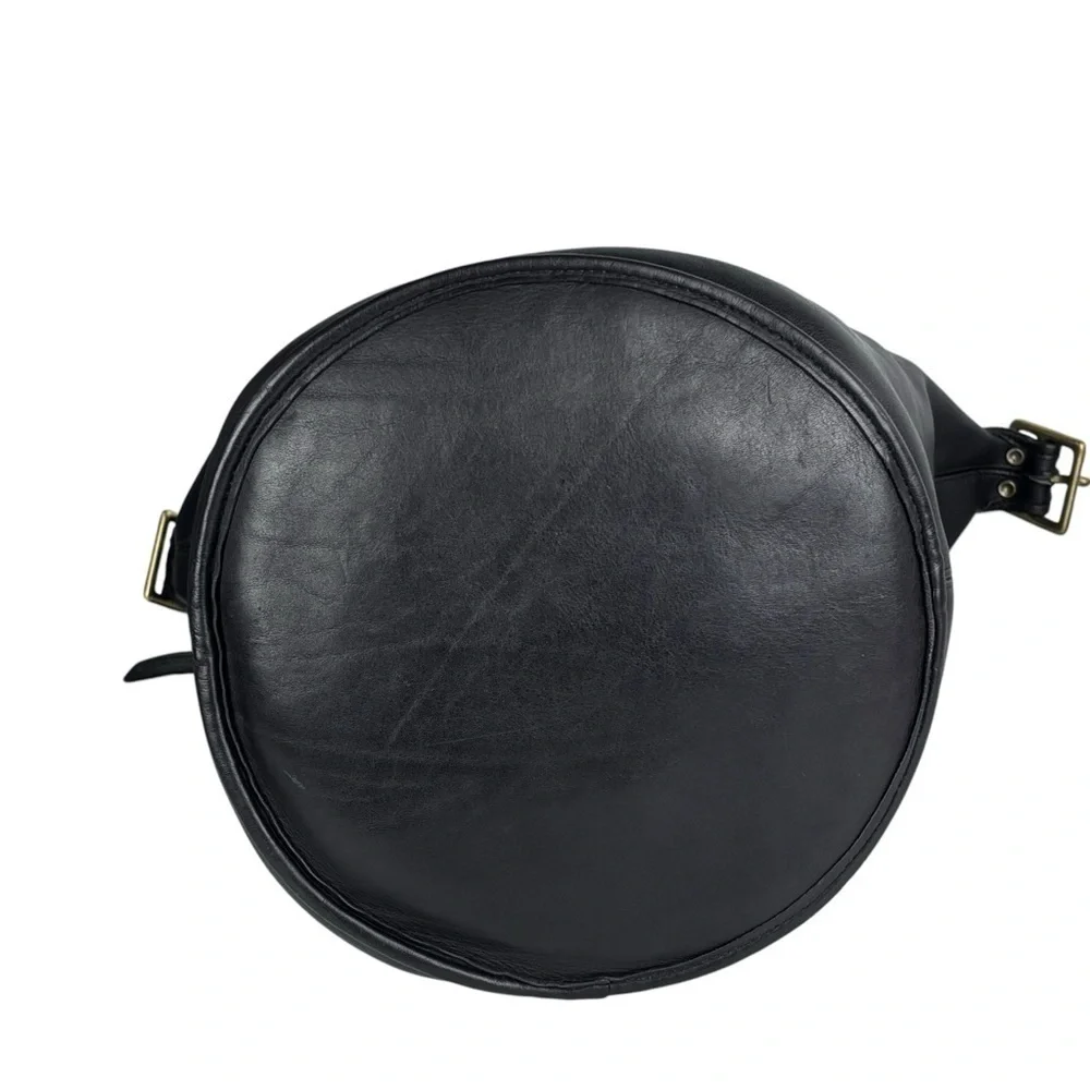 COACH VINTAGE 80S EXTRA LARGE BLACK GLOVETAN LEATHER CLASSIC DUFFLE SAC FEED BAG